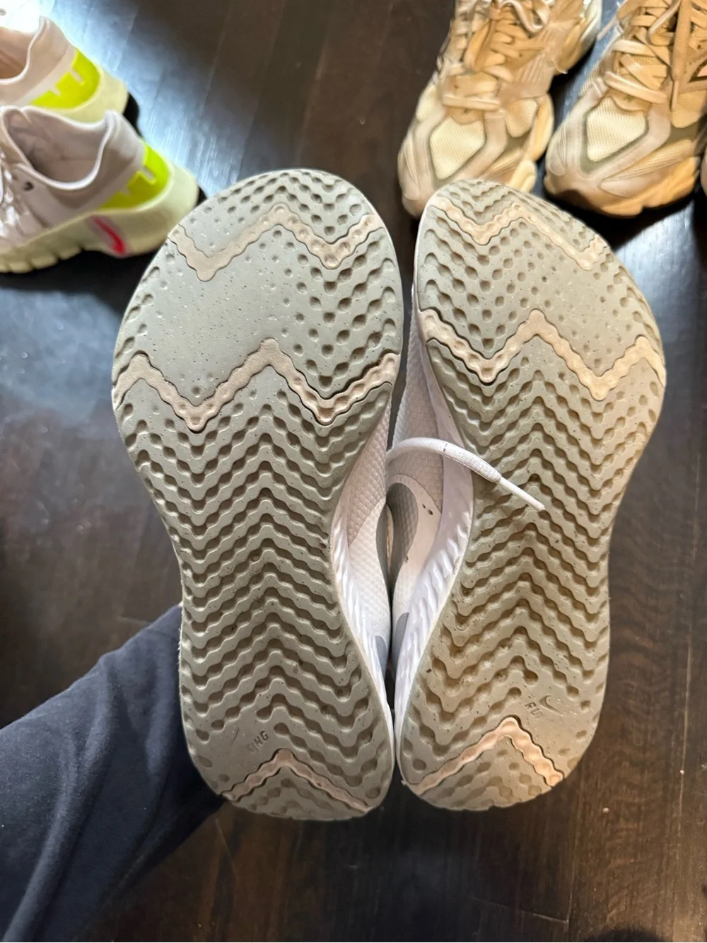 Nike Women's White and Silver Mesh Running Sneakers